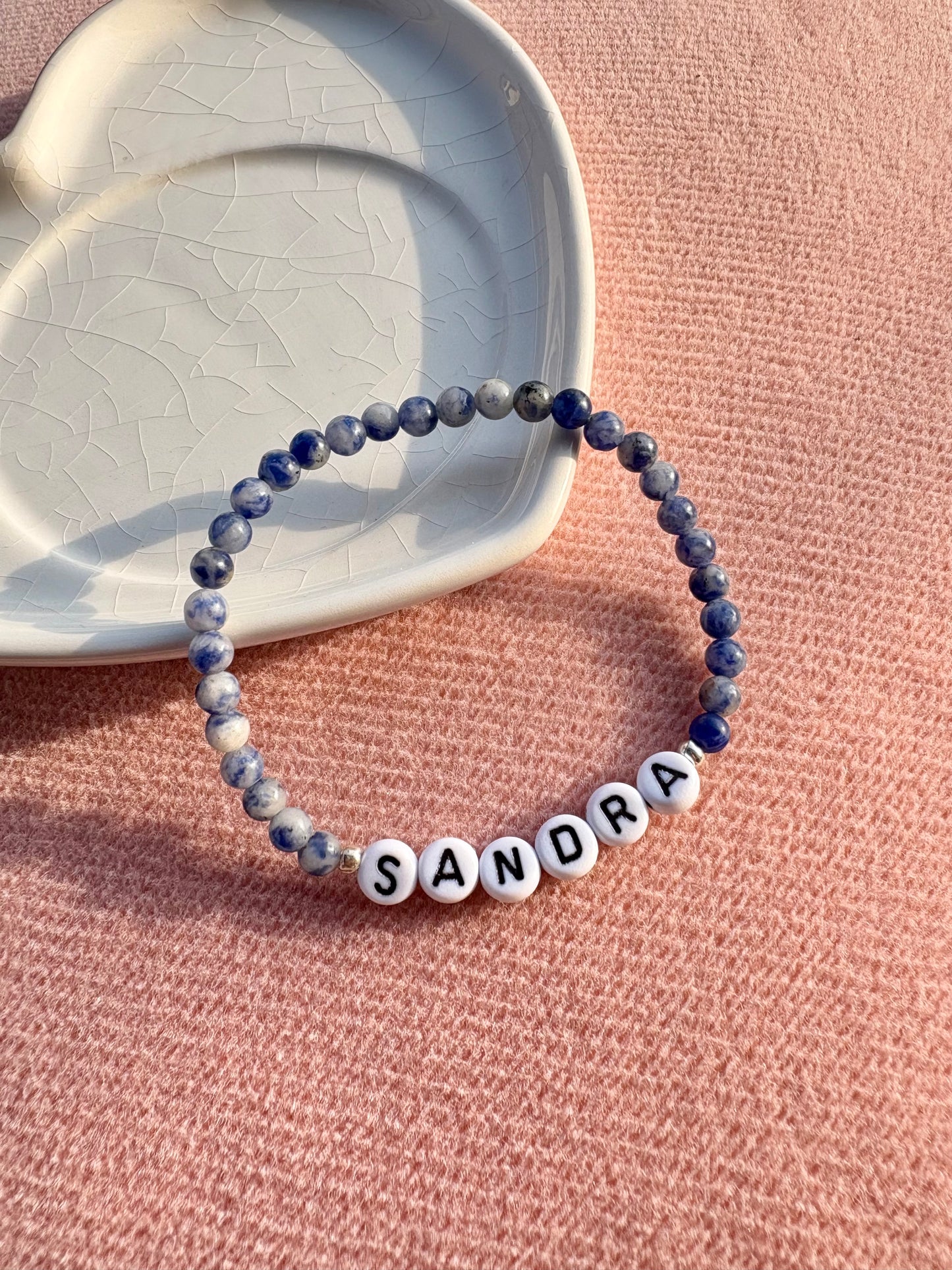 Pulsera piedra natural + Nombre