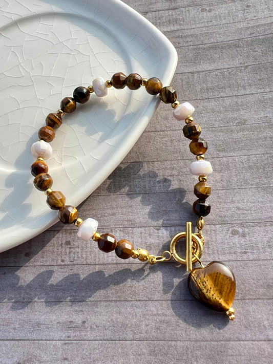 Pulsera Ojo de tigre con Dije