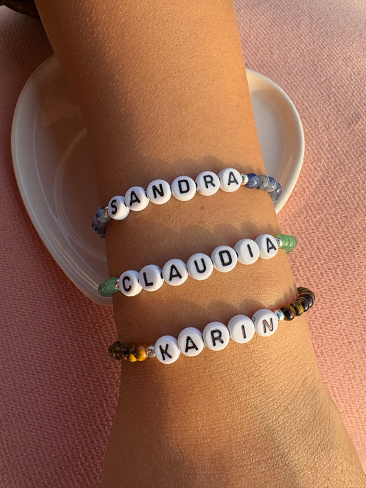 Pulsera piedra natural + Nombre